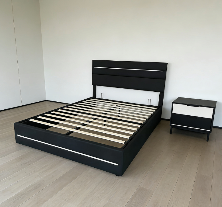Minimalist Modern Black Upholstered Bed