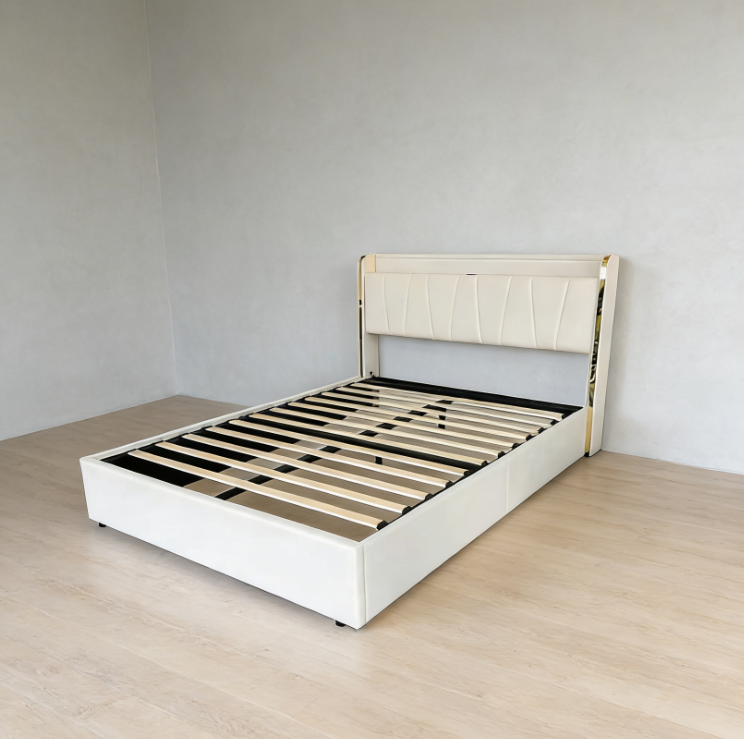 Simple White Upholstered Bed