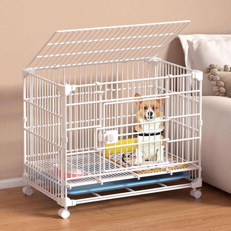 A Dog Cage with Wheels for Easy Mobility