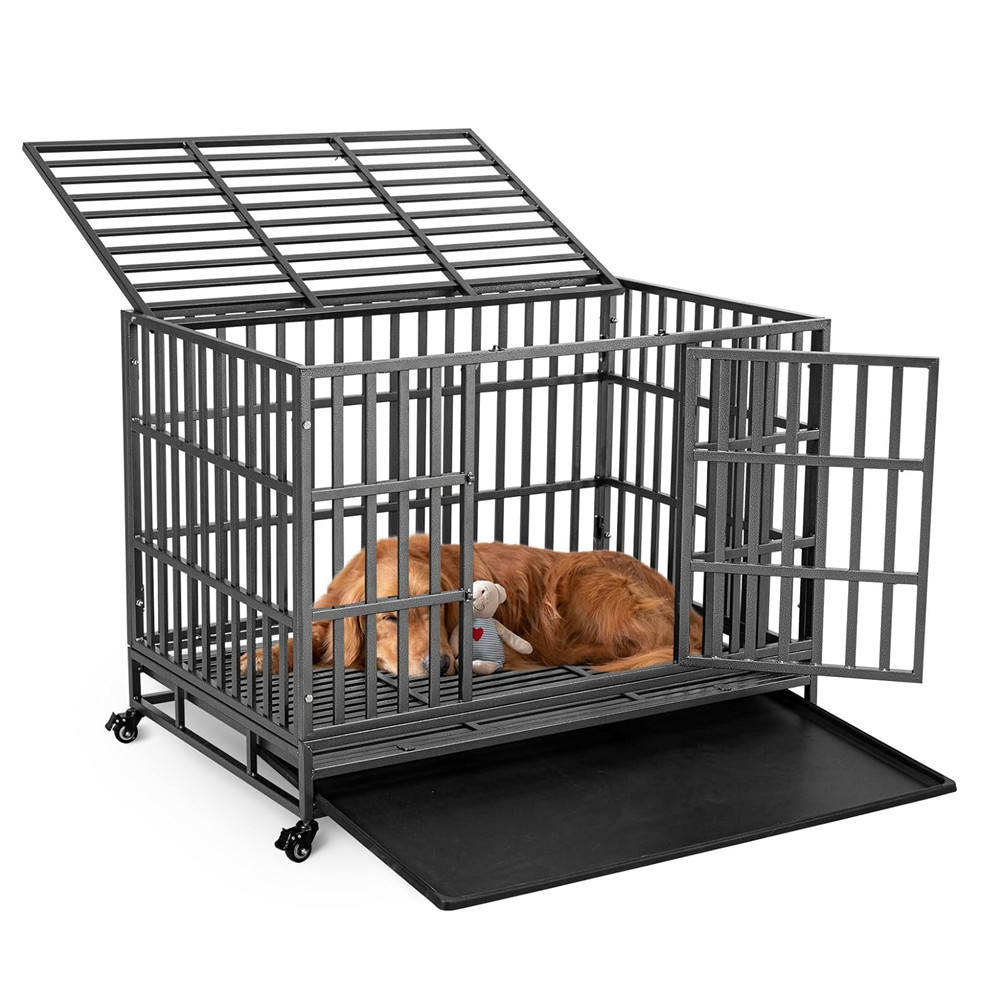 Easy-to-assemble, Wheeled, Detachable Tray, Heavy-duty Dog Cage