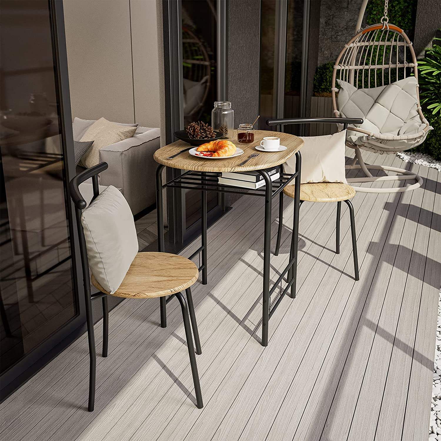 Wholesale OEM Dining Table Set with 1 Table and 2 Chairs Metal Dining Set Furniture for Dining Room