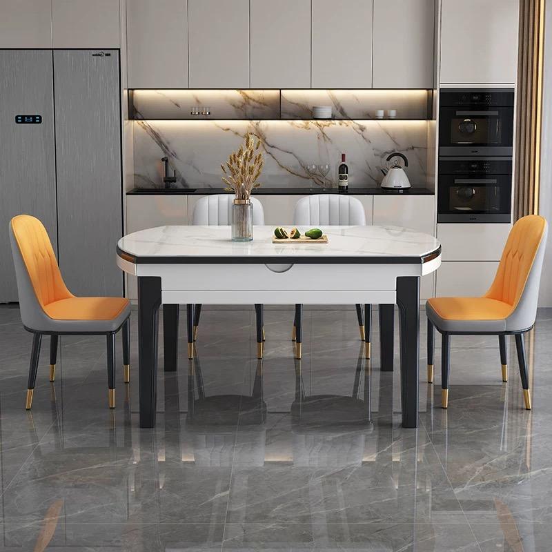 Modern Style MDF Dining Room Furniture Set Dining Table With 6 Wooden Chairs Home Kitchen Restaurant