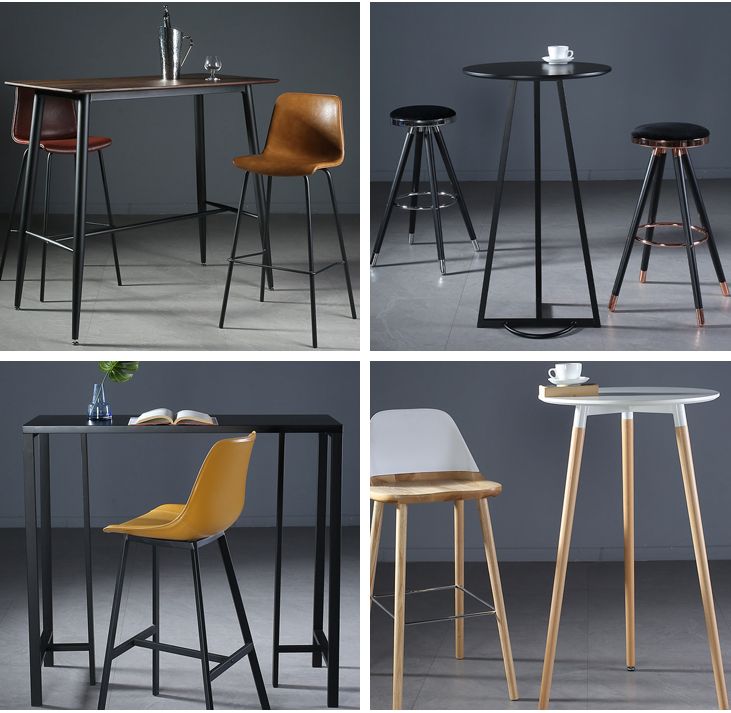 New Arrive Wholesale Restaurant Outdoor Bar Tables and Chairs Stool Bar Chairs Metal Legs High Chair