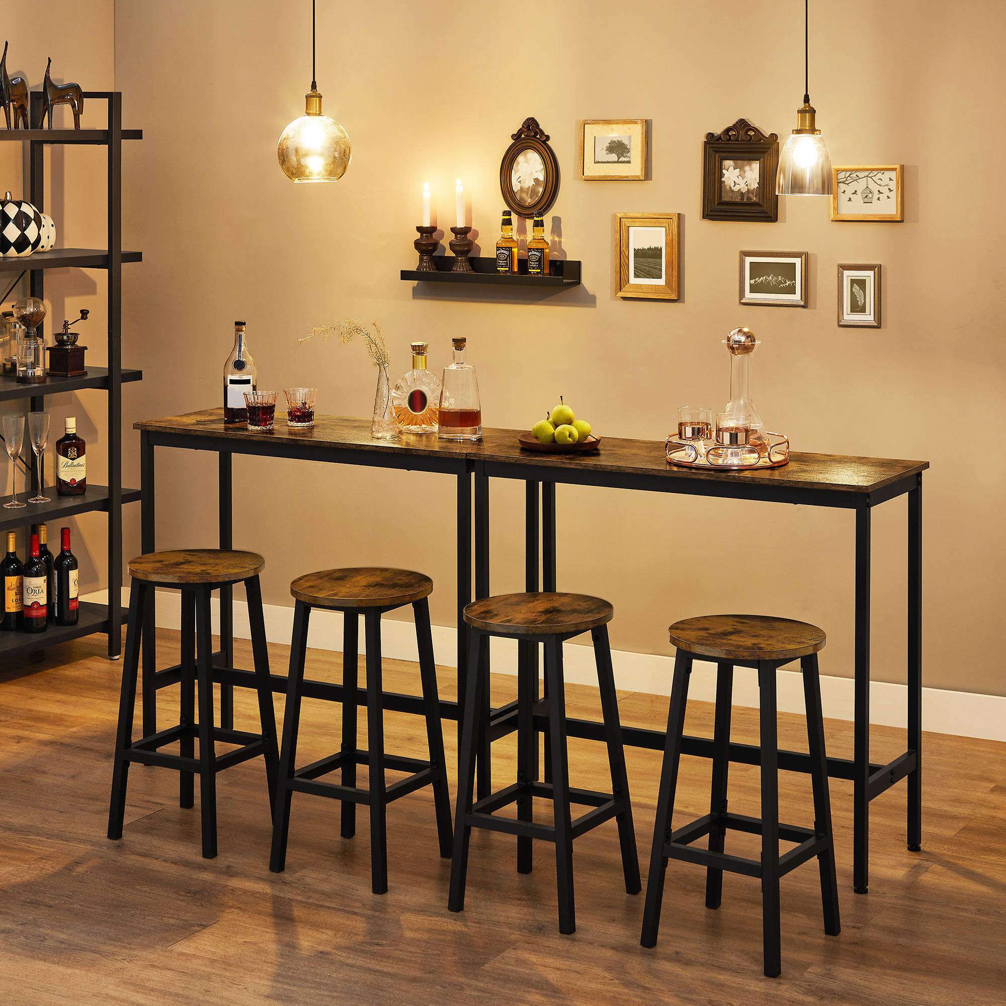 Industrial Wooden Dining Table Set - Height bar Table and Chair Set
