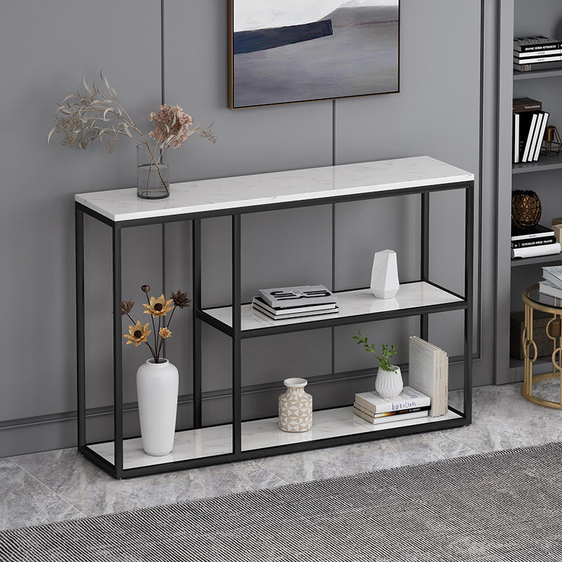 Simple Furniture New Chinese Style Marble Luxury Northern Europe Aureate Side Table by the Wall Entrance Console Table