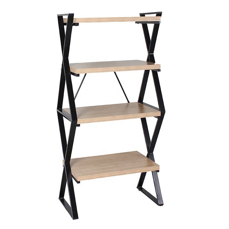 Wholesale Custom Size 4 Layers Wooden Bookcase & Bookshelves of Big Storage Ladder Bookcase