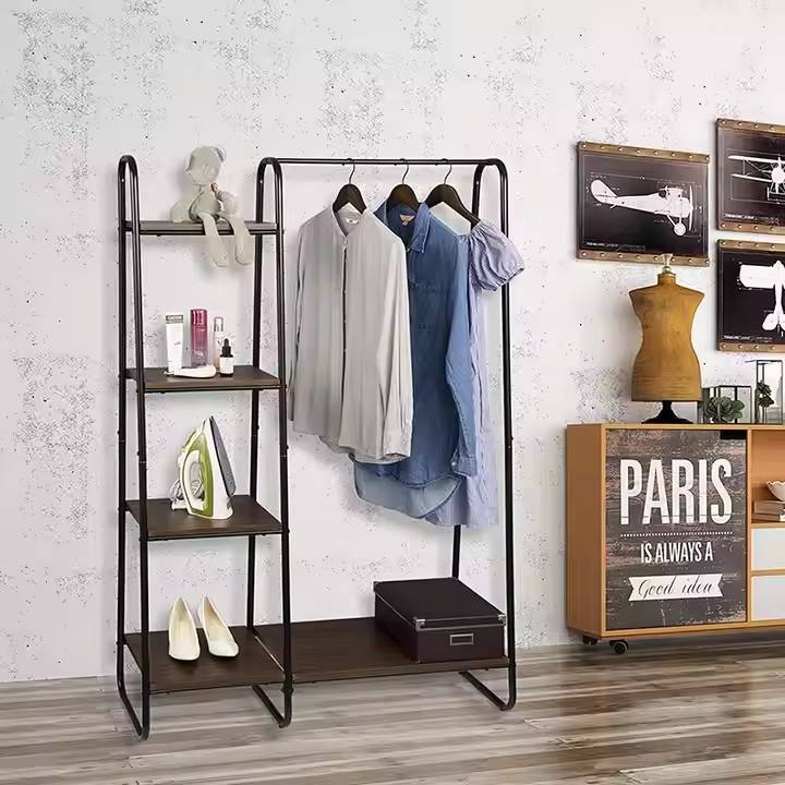 Bedroom Furniture with 4 Layers Bag Rack Coat Rack