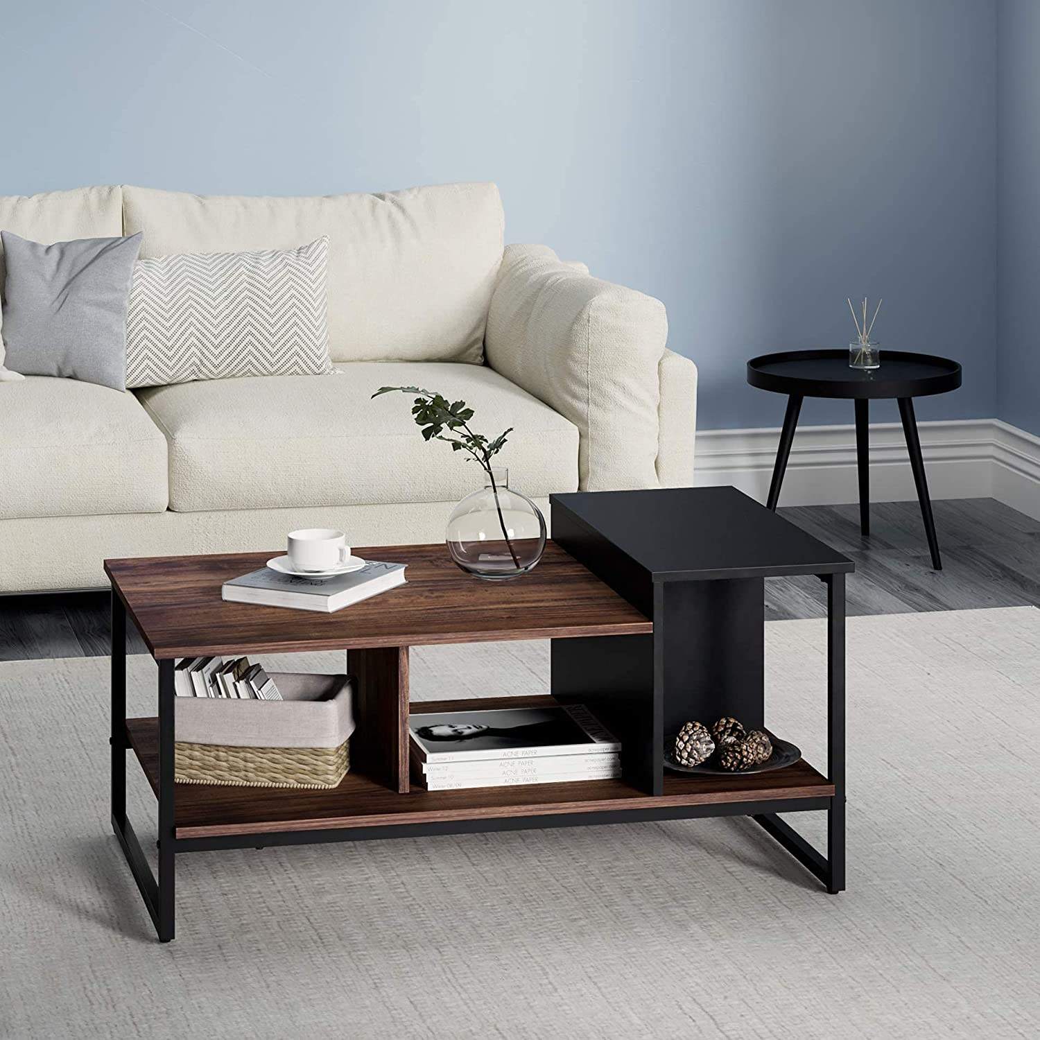 Low Height Wood Furniture Coffee Table Square of Living Room MDF Multifunction Coffee Table