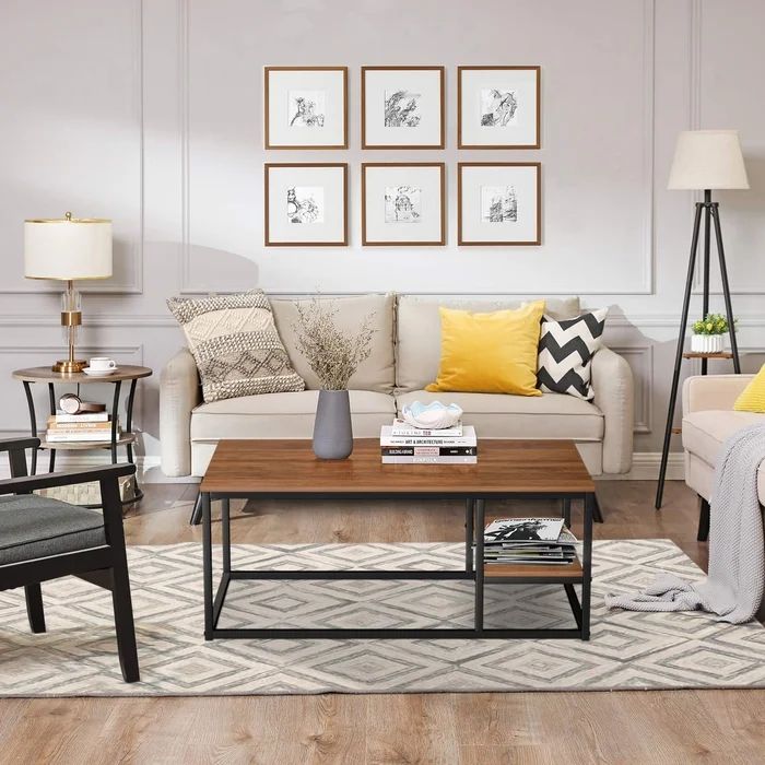 Europe Hot Sale Wood and Iron Legs Coffee Table Living Room Furniture of Nordic Coffee Table Modern