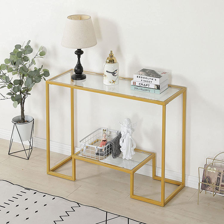 Hot Sale Living Room Luxury Console Table With Mirror Glass Top Material Console Table