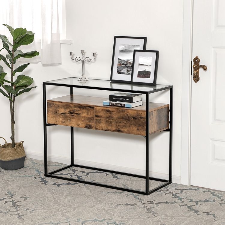 Luxury Manufacturer Supply Glass Consle Tables Hallway Entrance Table With Drawers Hallway Wood Console Tables