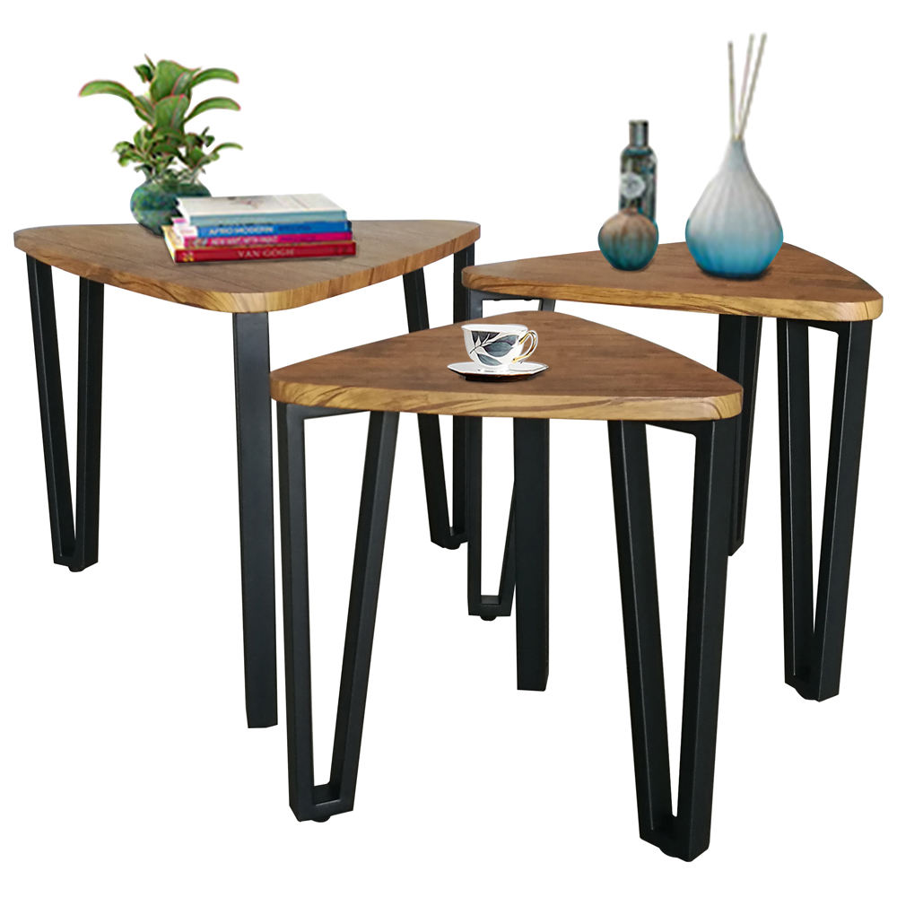 New Cheap Bedroom Triangle 3 Piece Wooden Vintage Accent Coffee Side and End Table Set for Home Ethiopian