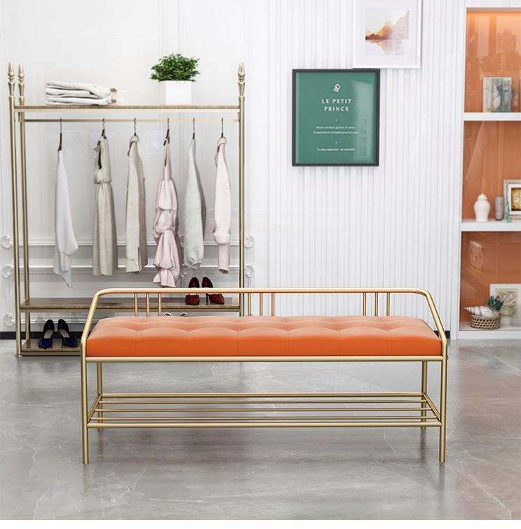 Wholesale Pink Color Comfortable Shoe Racks Online Home Furniture of Iron Legs Shoe Rack Bench