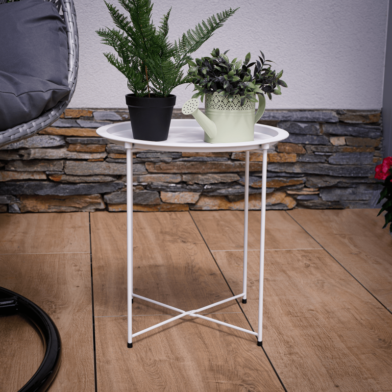 Nordic Metal Small Round Portable Side End Table Folding Tray Top BBQ Sofa Table for Outdoor and Indoor Use