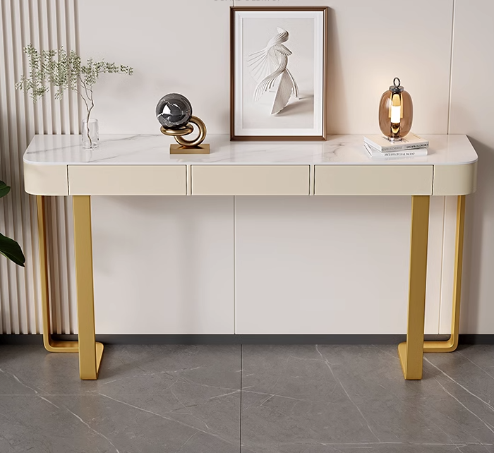 Console Table with Geometric Gold Metal Legs for Living Room Entryway Hallway High Quality Shape Crushed