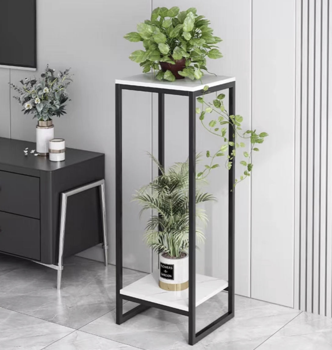Dark Grey Metal Tier Tall Plant Stand Multiple Display Flower Pot Holder Planter Shelf Flower Stands for Home