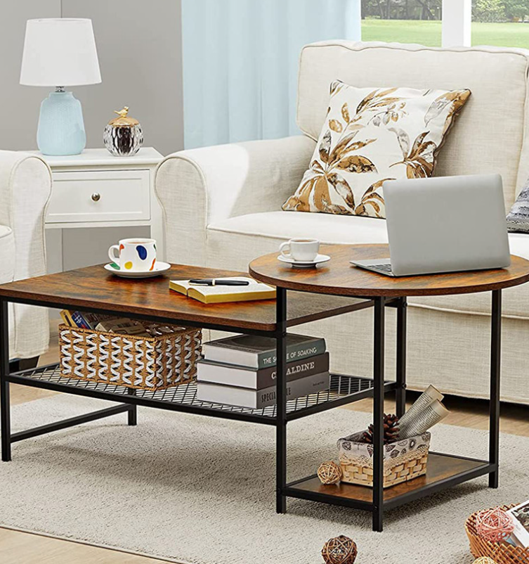 Novel Convenient Top Quality Luxury Living Room Mdf Furniture Set Furniture Coffee Table and Circles and Rectangles for Home