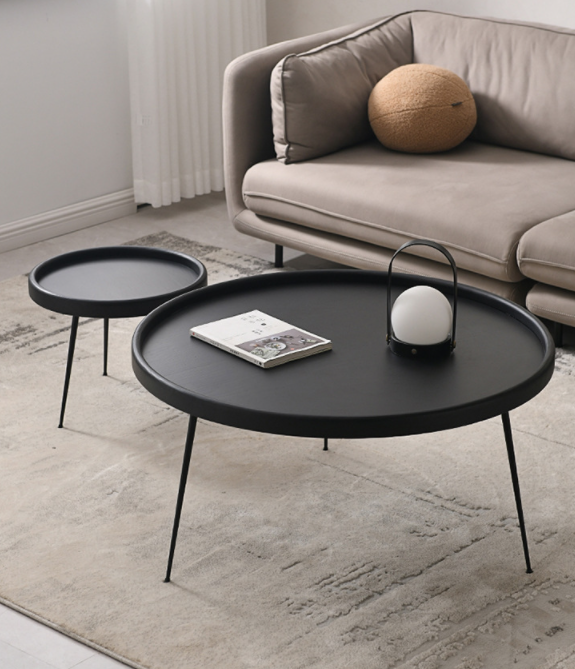 Living Room Furniture Center Tea Bedside Table Mdf Small Cafe Round Side Table Coffee Tables With Iron Legs