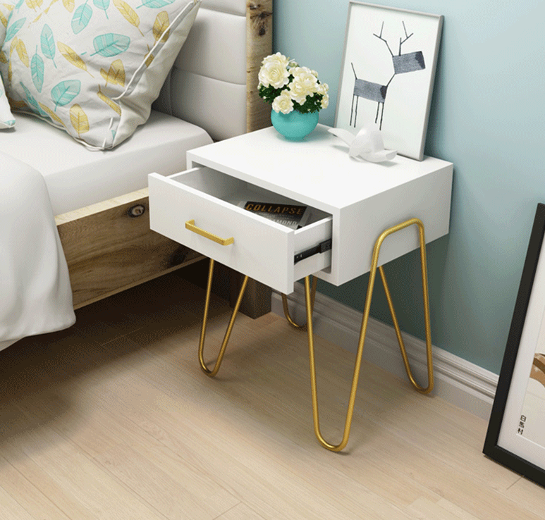 Luxury Nightstand Modern Bedside Table for Bedroom Top Drawer Night Stand Mdf White Home Furniture Wooden