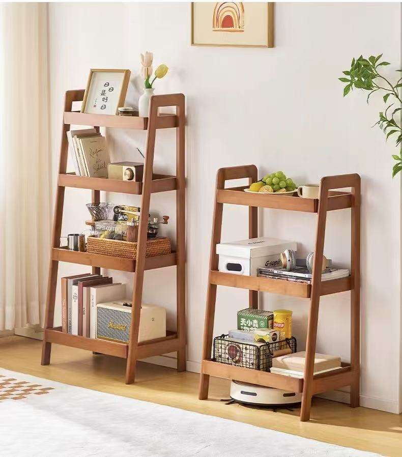 Balcony Living Room Simple Multi-layer Storage Wooden Shelves Bookshelf Trapezoidal Display Rack