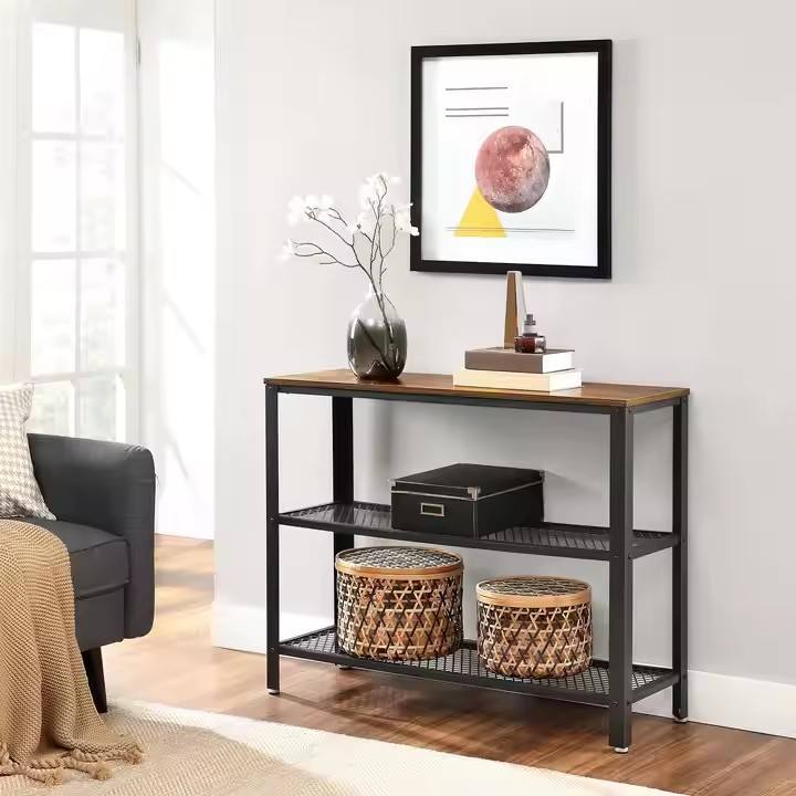Manufacturer's Low-priced Minimalist Wooden Living Room and Bedroom Console with 2-layer Adjustable Flat Mesh Frame