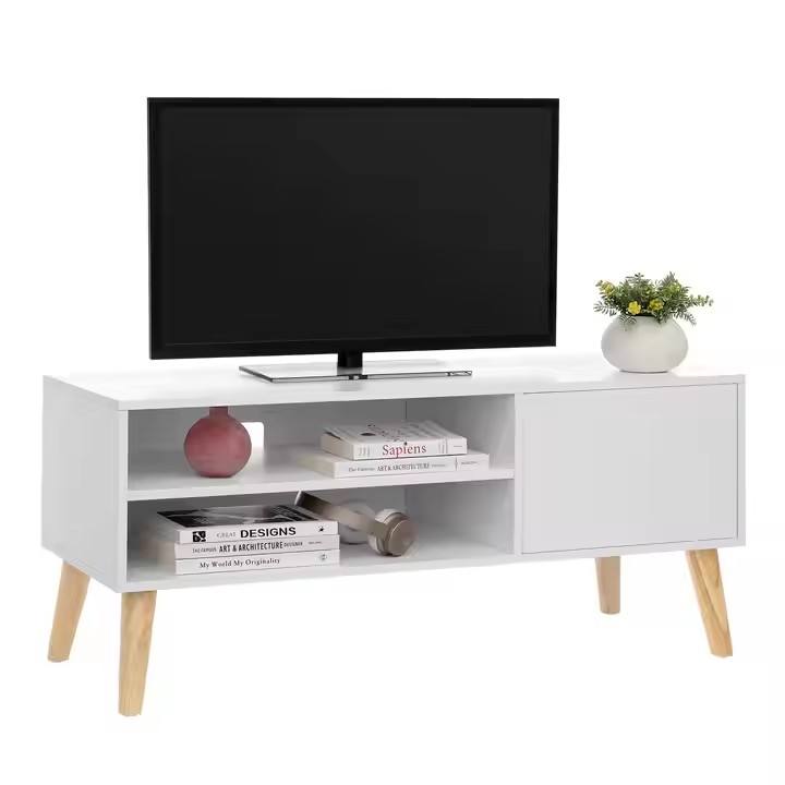 Modern Minimalist Personalized Design Features a Two-tier Open Storage Cabinet and a Closed TV Cabinet.
