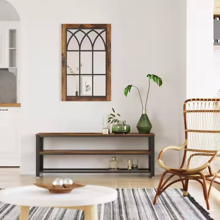 Retro TV Cabinet for Living Room and Bedroom, Made of Medium-density Fiberboard with Grid Storage Layers, Wooden TV Cabinet