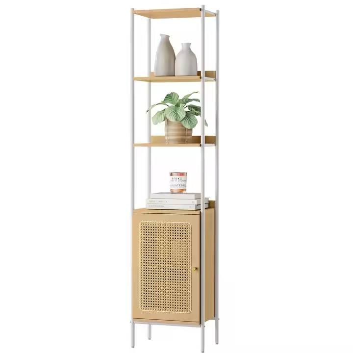 The Modern Simple Standalone Tall Storage Cabinet with Rattan Doors Is Available