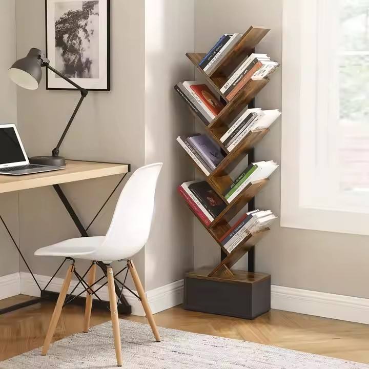 Modern Living Room, Bedroom and Study - 8-layer Floor-standing Tree-shaped Bookshelf and Bookcase