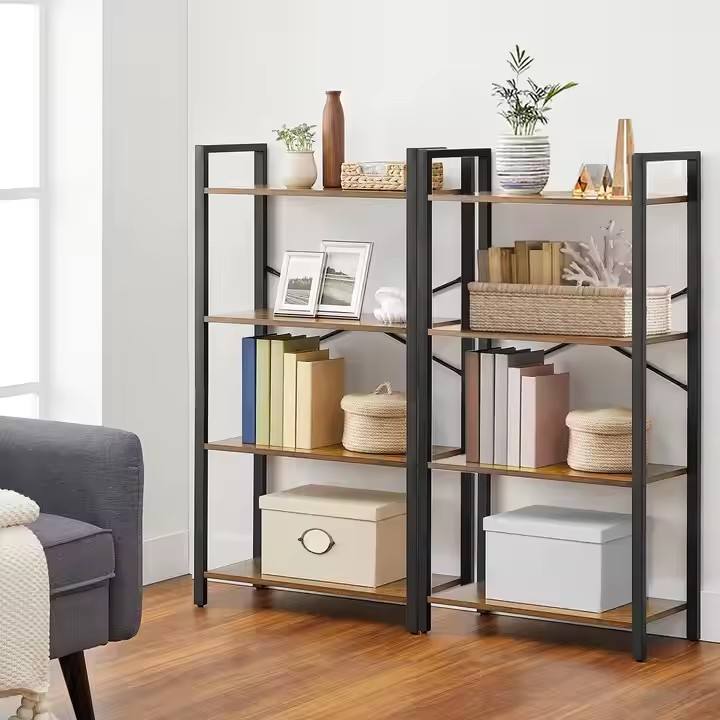 Industrial Family Office 4-layer Shelf Unit Bookcase Steel Storage Rack