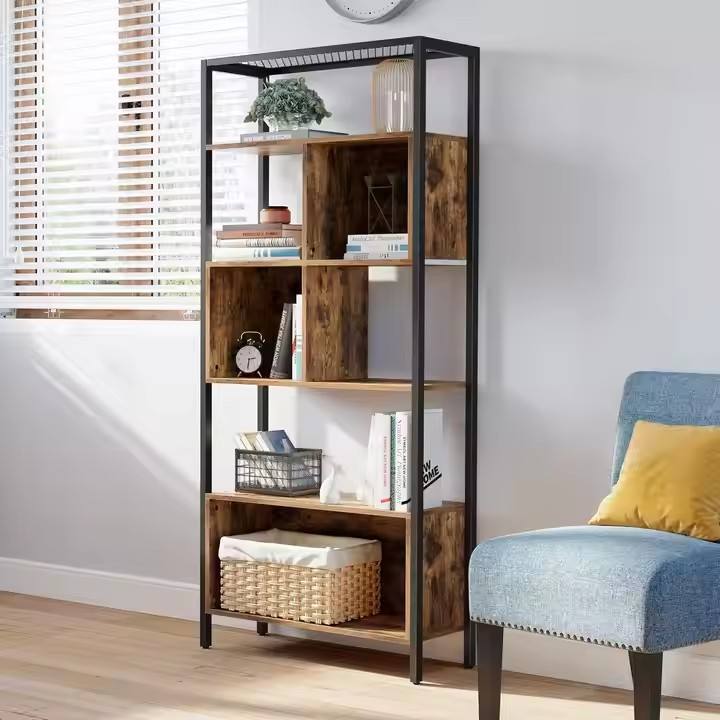 Industrial Style Living Room, Bedroom and Study. 5-layer Cubic Storage Shelves and Standalone Bookcase