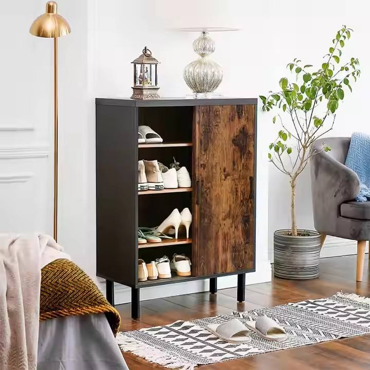 Modern Entrance Passage Living Room Wooden Shoe Rack with Adjustable Shelves Shoe Cabinet