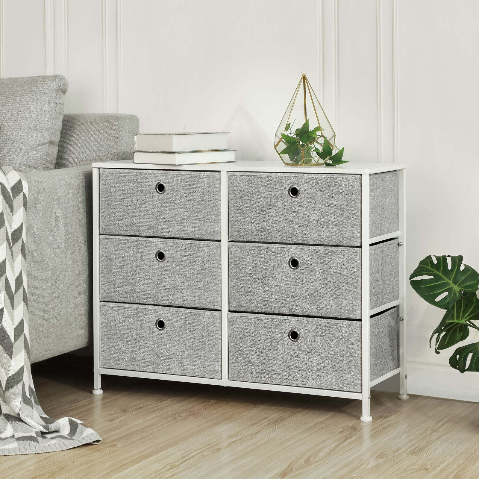 Modern Bedroom and Living Room Nursery 6-drawer Furniture with 3 Layers of Storage and Dressing Table