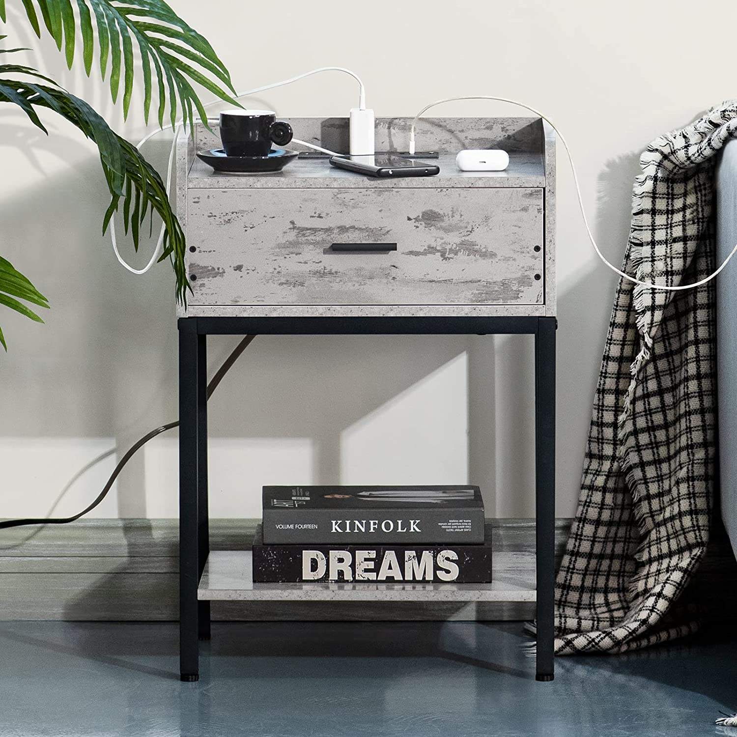 Practical Bedroom Furniture Smart Night Stand With Multiple Charger Night Stand