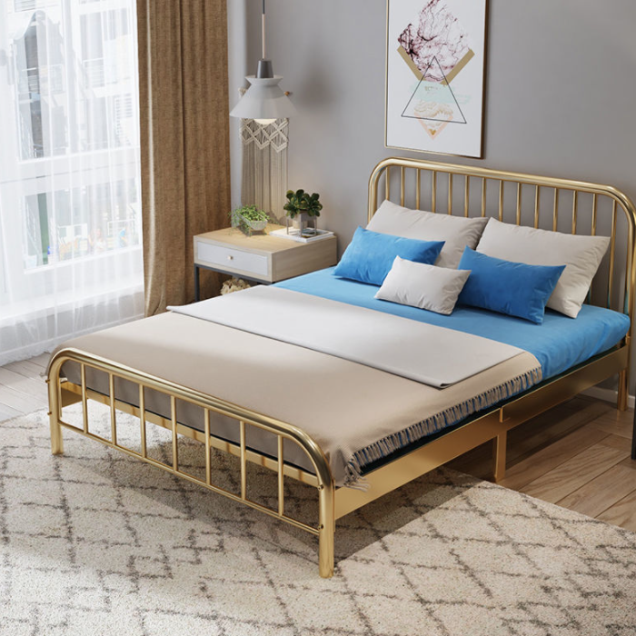 Iron Tube Metalbeds Bed Full Queen King Size Bedroom Home Furniture Factory Wholesale Single Metal Bed Bedroom Furniture Metal