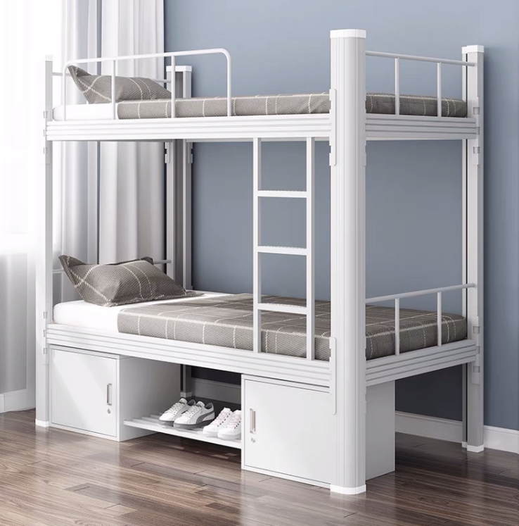 School Dormitory Modern Student Iron Double Decker Metal Steel Pipe Bunk Bed Factory Direct Sale Steel Pipe Durable